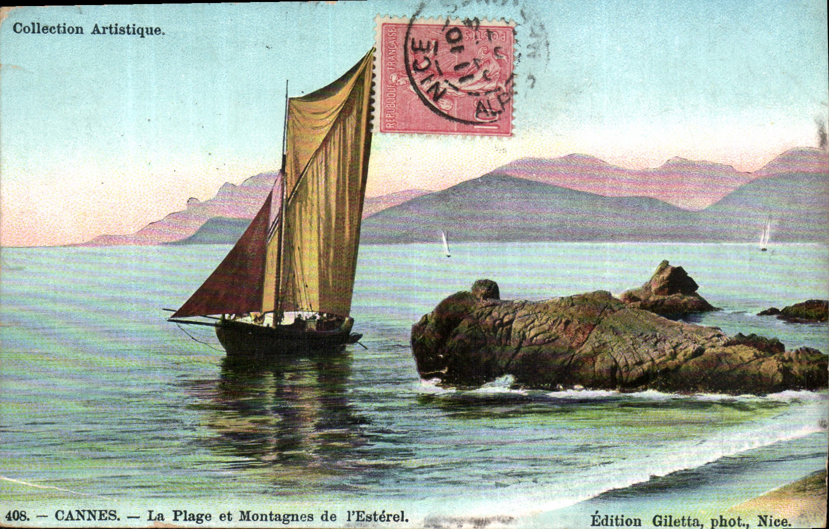 CPA Cannes la Plage et Montagnes de l'Esterel Bateau