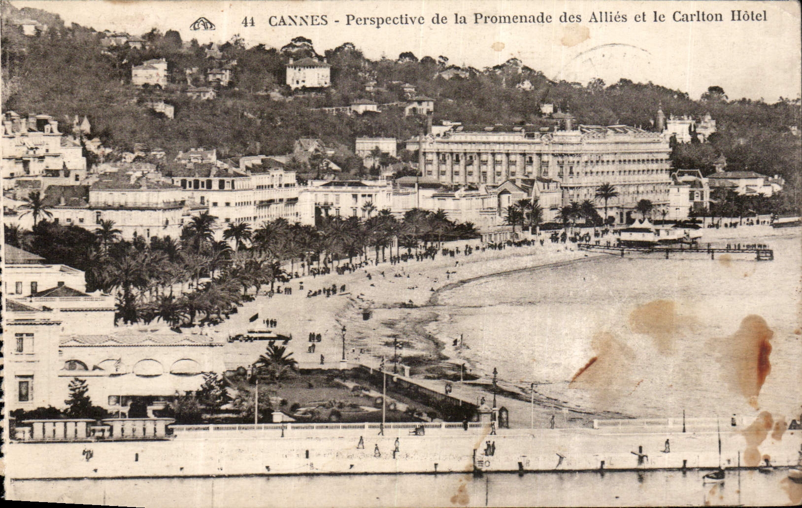 CPA Cannes Perspective de la Promenade des Allies et le Carlton Hotel 