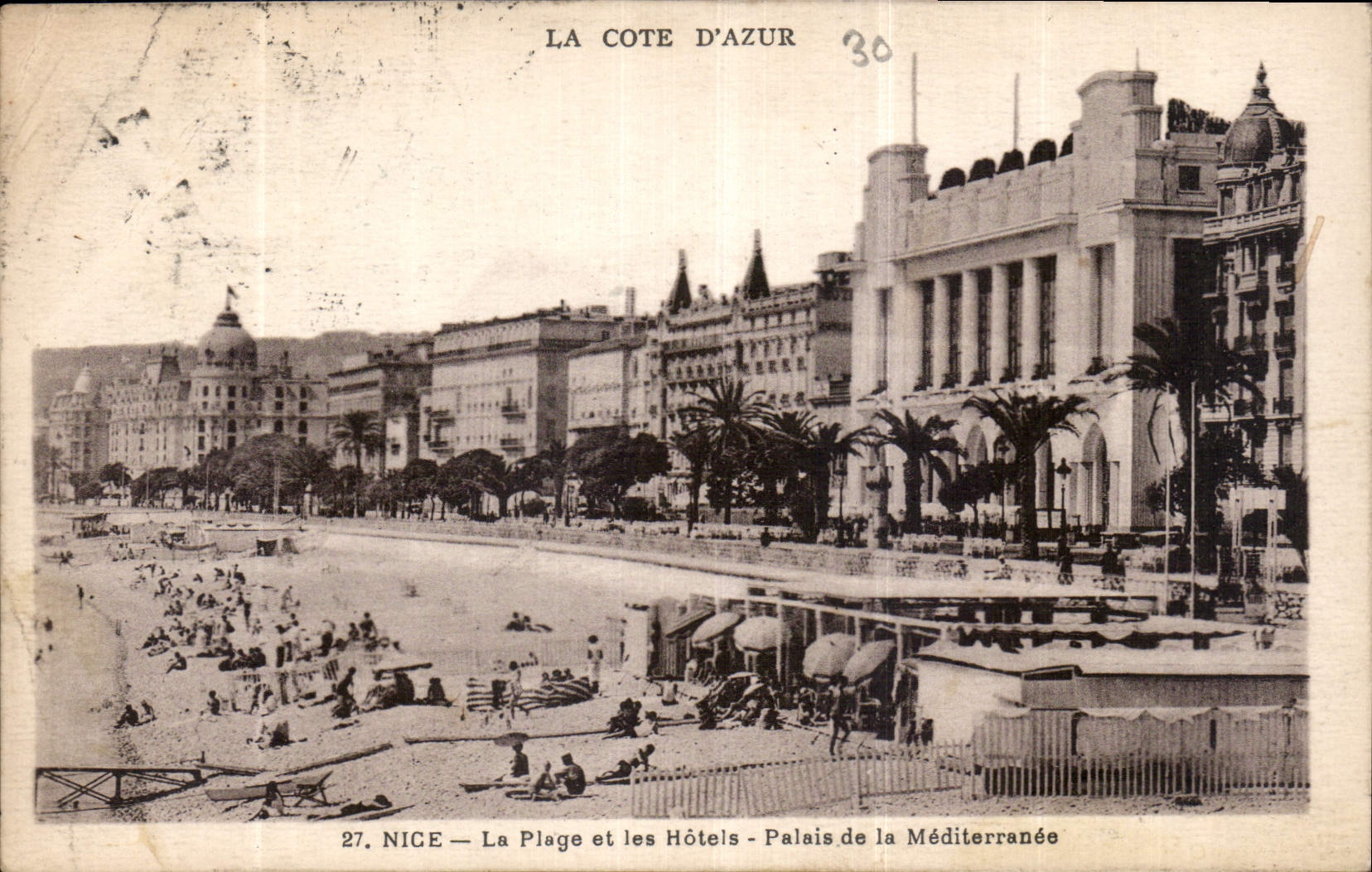 CPA Nice la Plage et les Hotels Palais de la Mediterranee 