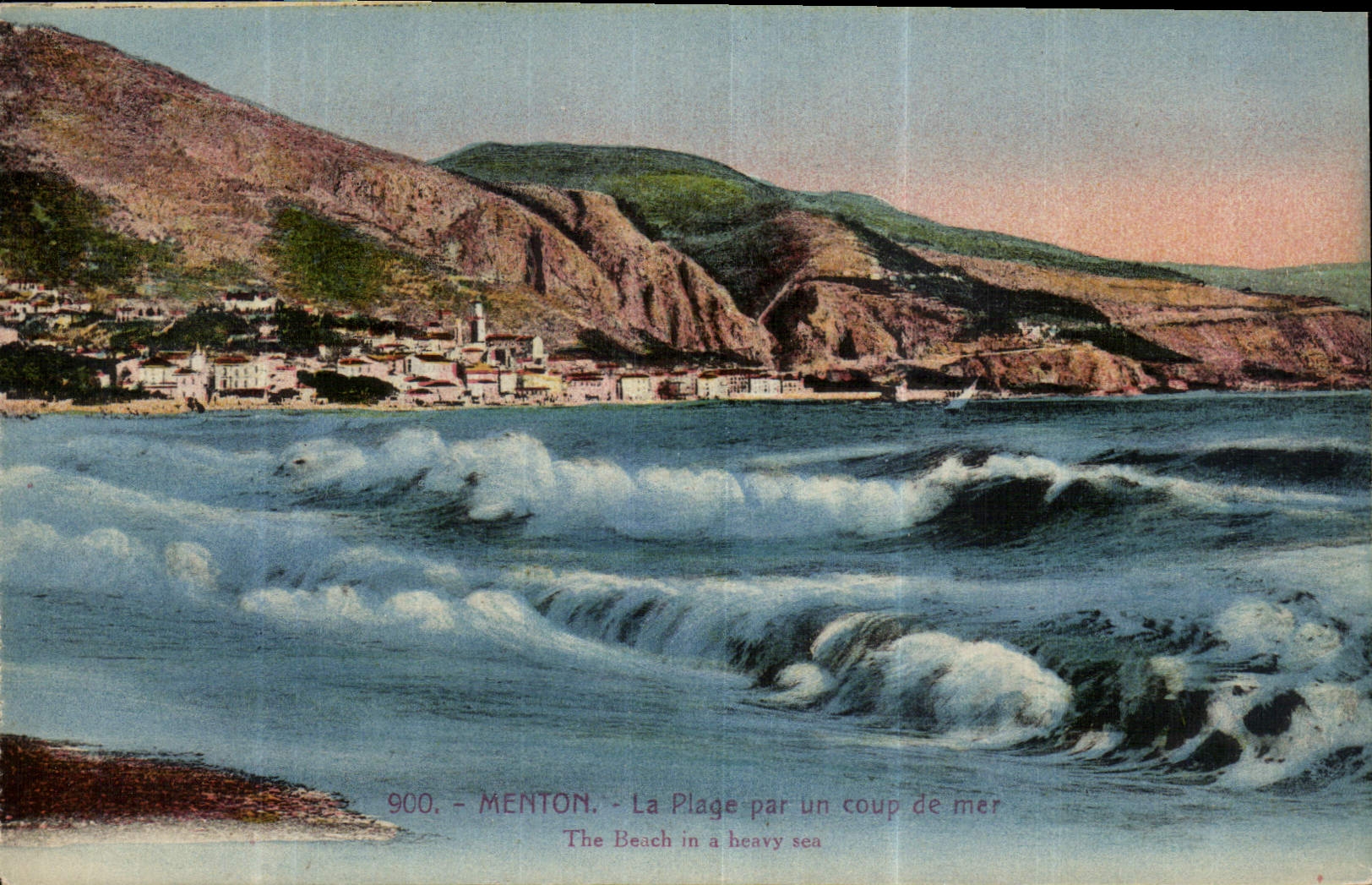 CPA Menton la Plage par un coup de mer 