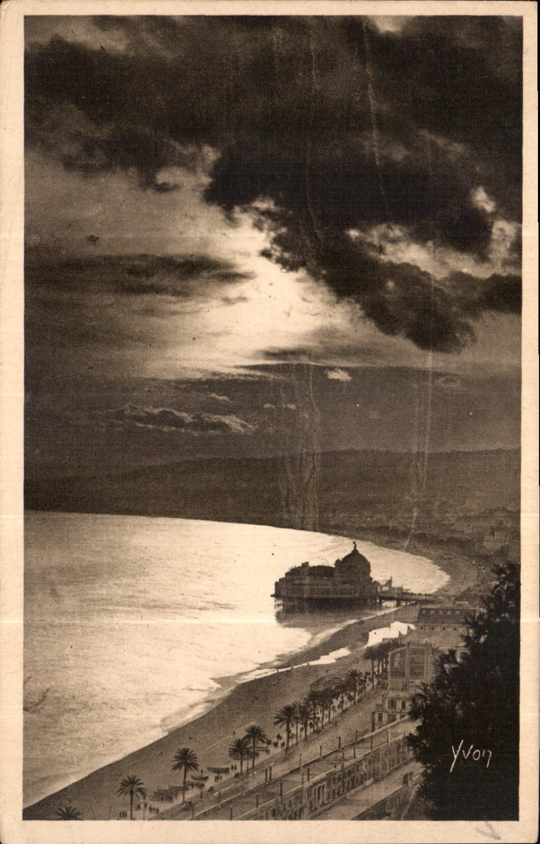 CPA Cote d'Azur Nice Alpes Maritimes la Baie des Anges un coucher du Soleil 