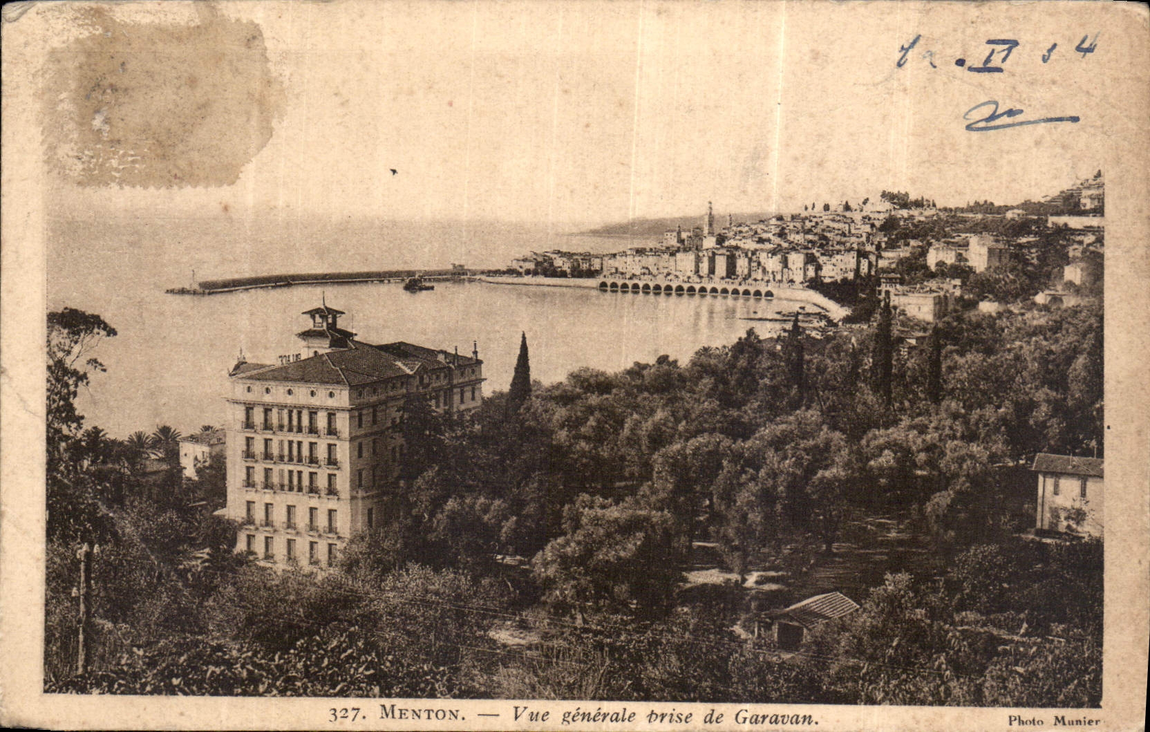 CPA Menton vue generale prise de Garavan 