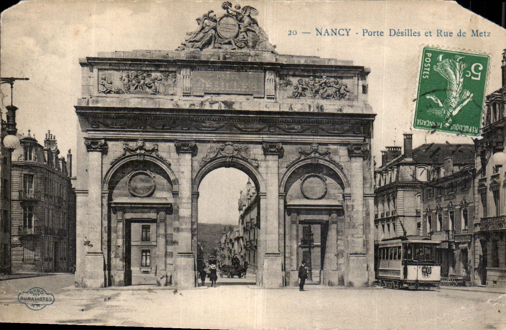 CPA Nancy la Porte Desilles et Rue de Metz Tramway