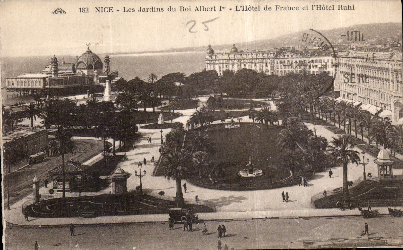 CPA Nice les Jardins du roi Albert Ier l'Hotel de France et l'Hotel Ruhl 