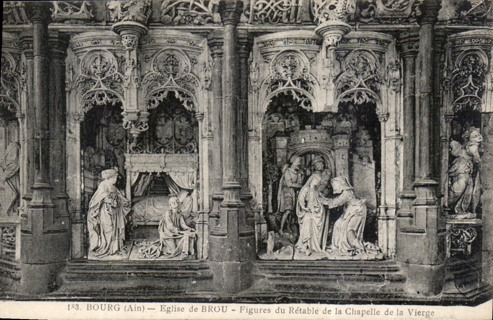 CPA Bourg Ain Eglise de Brou Figures de Retable de la Chapelle de la Vierge 