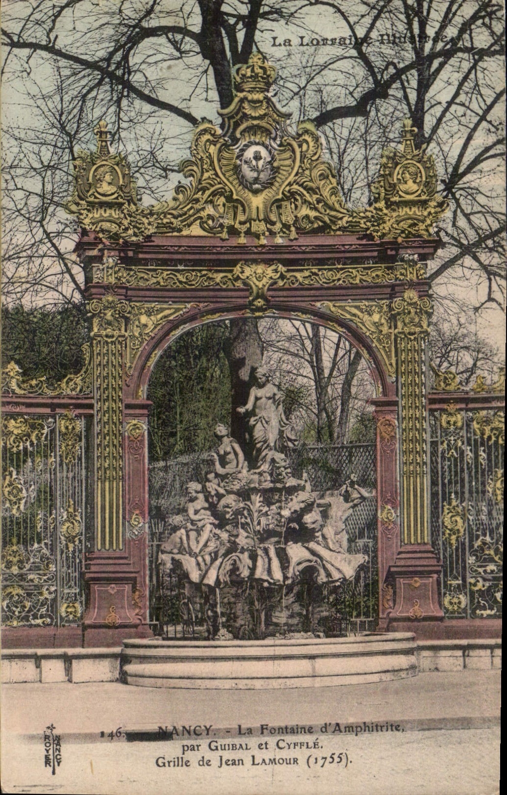 CPA Nancy La Fontaine d'Amphitrite par Guibal et Cyffle Grille de Jean Lamour