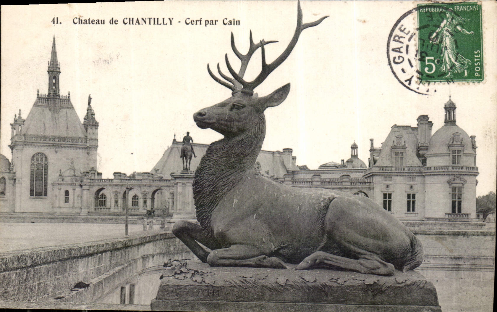 CPA Chateau de Chantilly Cerf par Cain