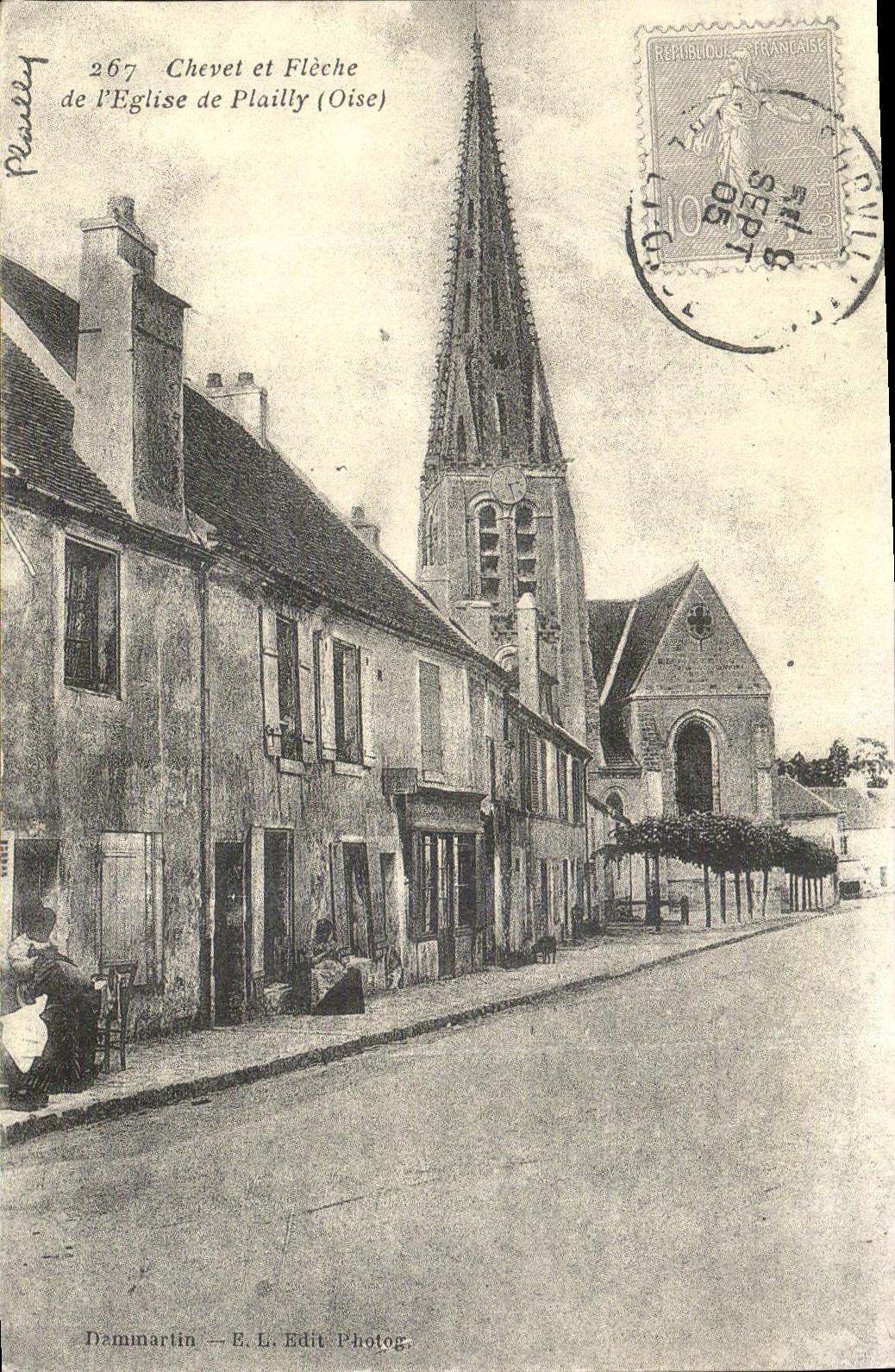 REPRO Chevet et Fleche de l'eglise de Plailly Oise