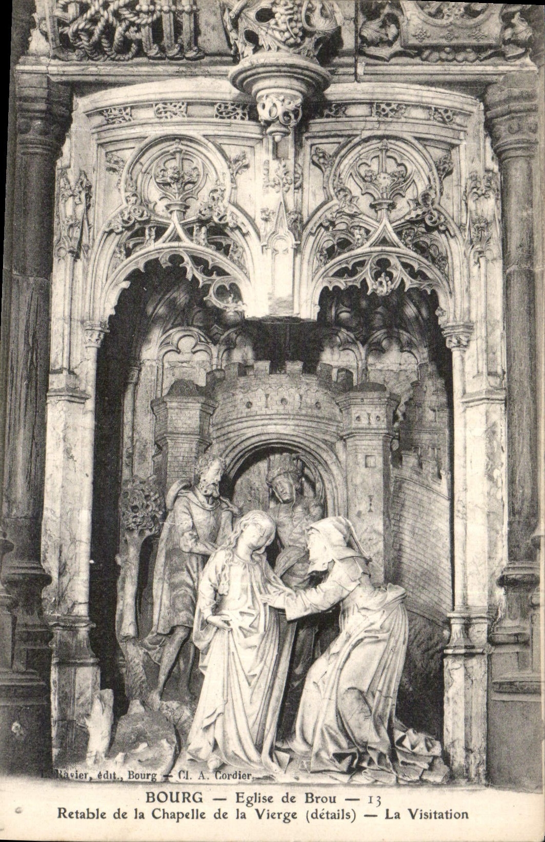 CPA Bourg Eglise de Brou retable de la Chapelle de la Vierge details la Visitation 