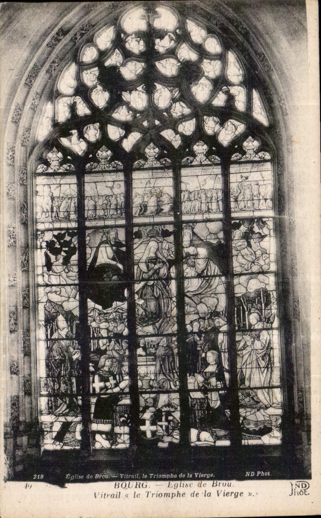 CPA Bourg Eglise de Brou Vitrail le Triomphe de la vierge