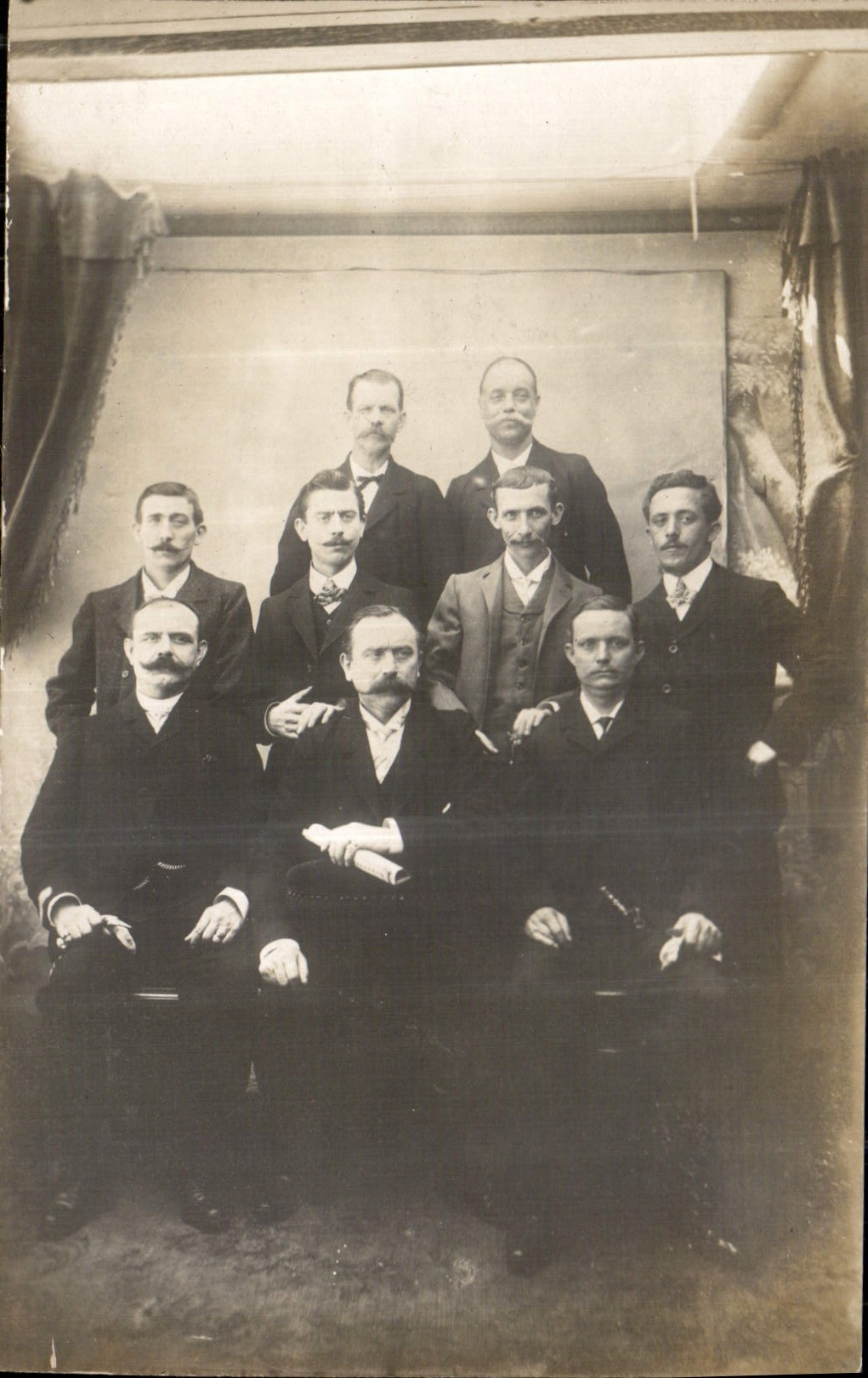 CARTE PHOTO Hommes pipe 