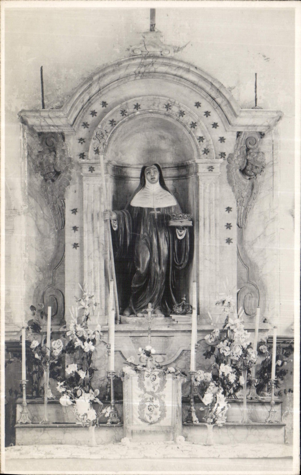 CARTE PHOTO Vierge Statue