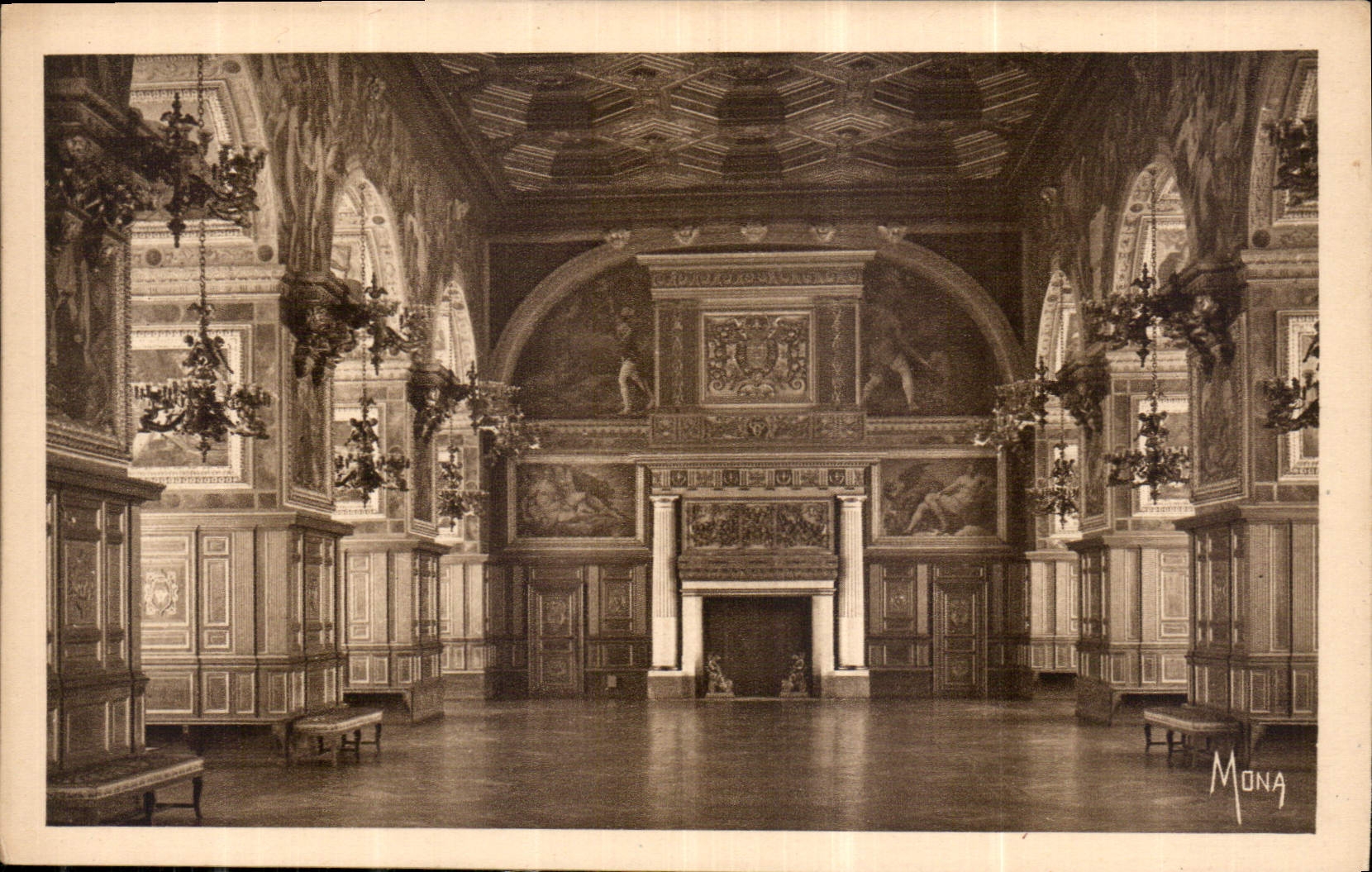 CPA Les Petits Tableaux de L'Ile de France Palais de Fontainebleau La galerie Henri II ou Salle de B