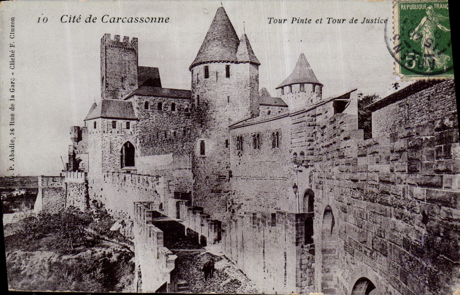 CPA Cite de Carcassonne Tour Pinte et Tour de Justice 