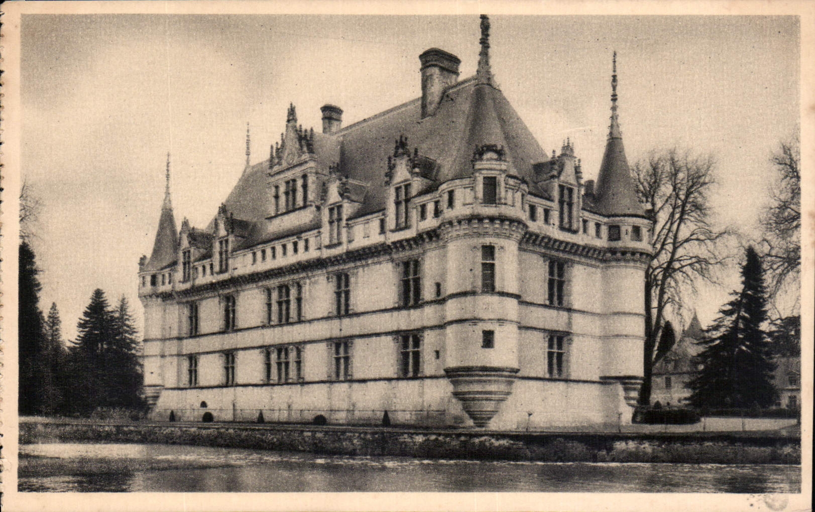 CPA Chateau d'Azay le Rideau I et L face sud