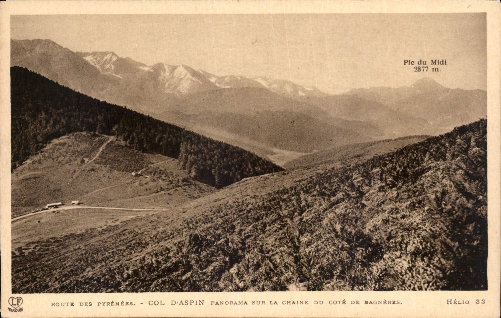 CPA Route des Pyrenees Col d'Aspin panorama sur la chaine du cote de Bagneres 