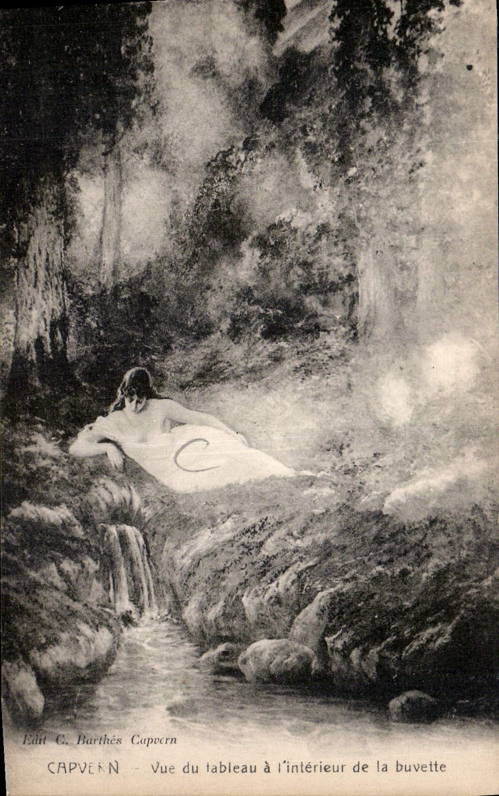 CPA Capvern Vue de tableau a l'interieur de la buvette 