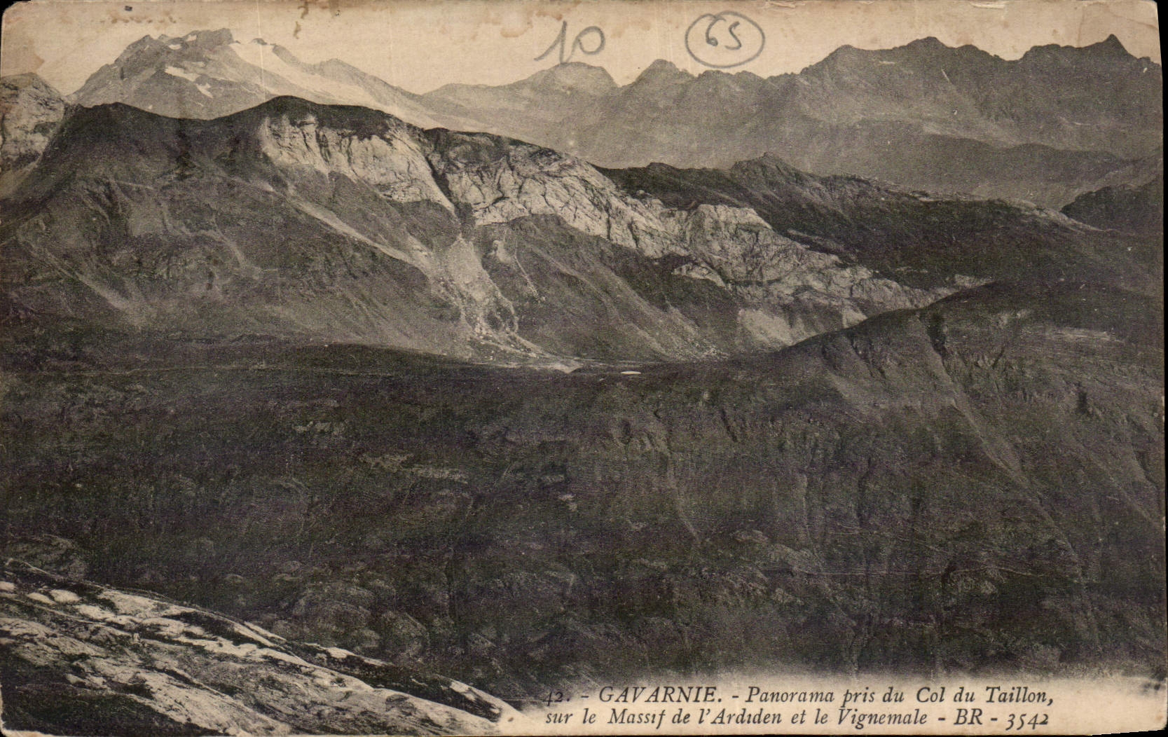 CPA Gavarnie Panorama pris du Col du Taillon sur le Massif de l'Ardiden et le Vignemale 