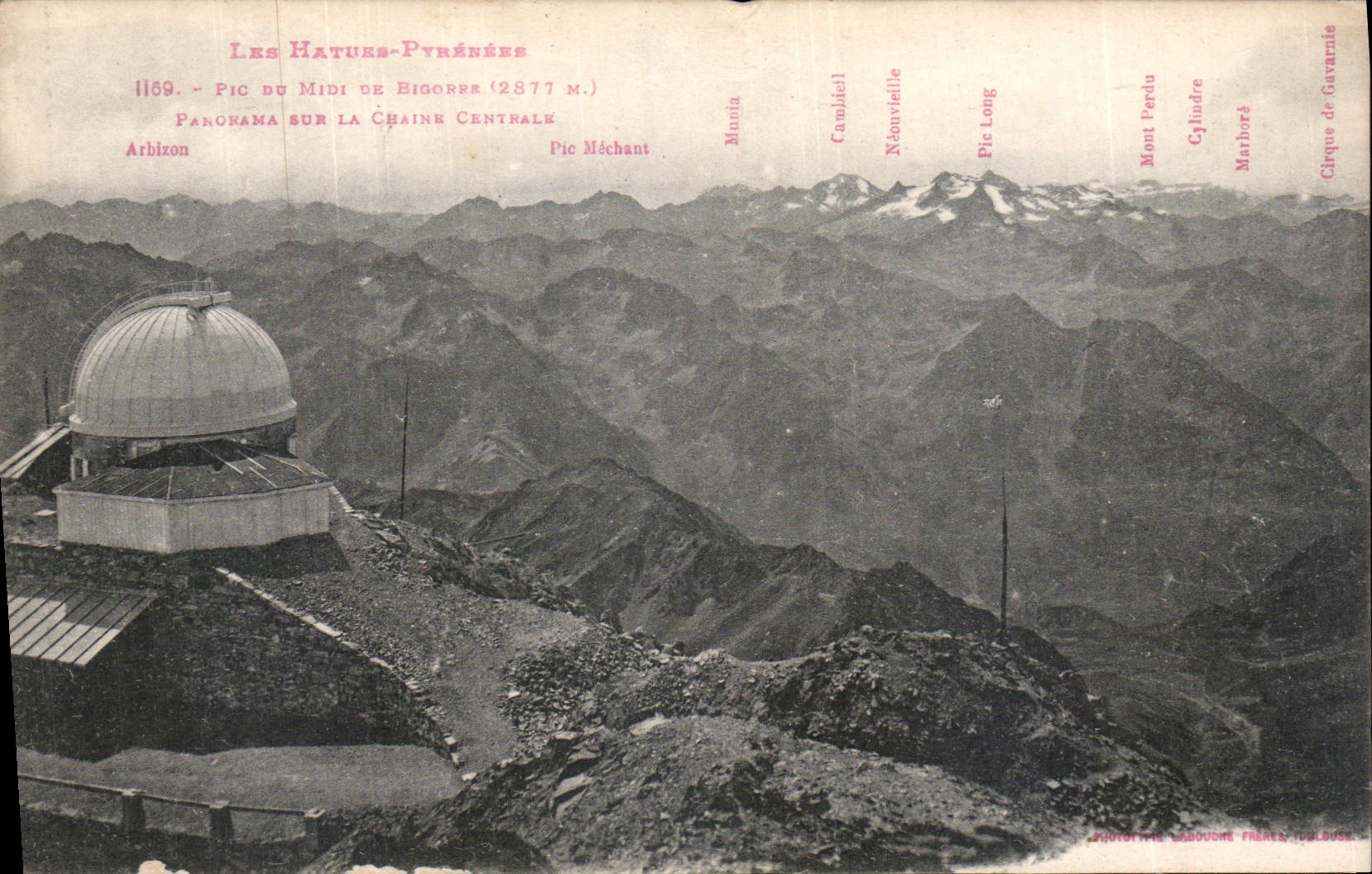 CPA Les Hautes Pyrenees Pic du Midi de Bigorre Panorama sur la Chaine Centrale