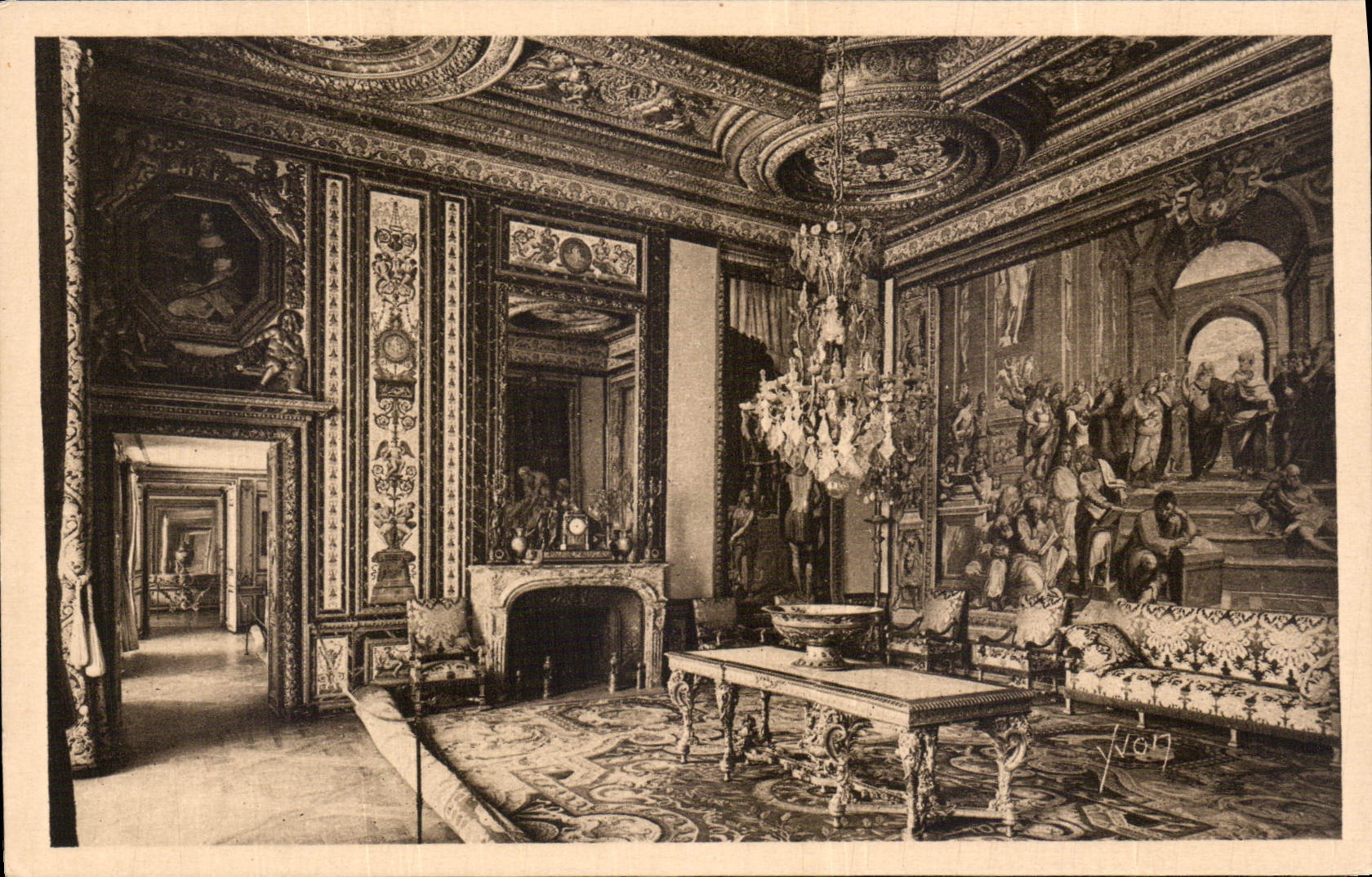 CPA La Douce France Palais de Fontainebleau Ancienne Chambre des Reines Meres 