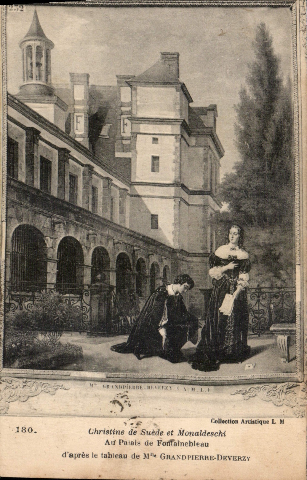 CPA Christine de Suede et Monaldeschi Au Palais de Fontainebleau d'apres le tableau de Mme Grandpier