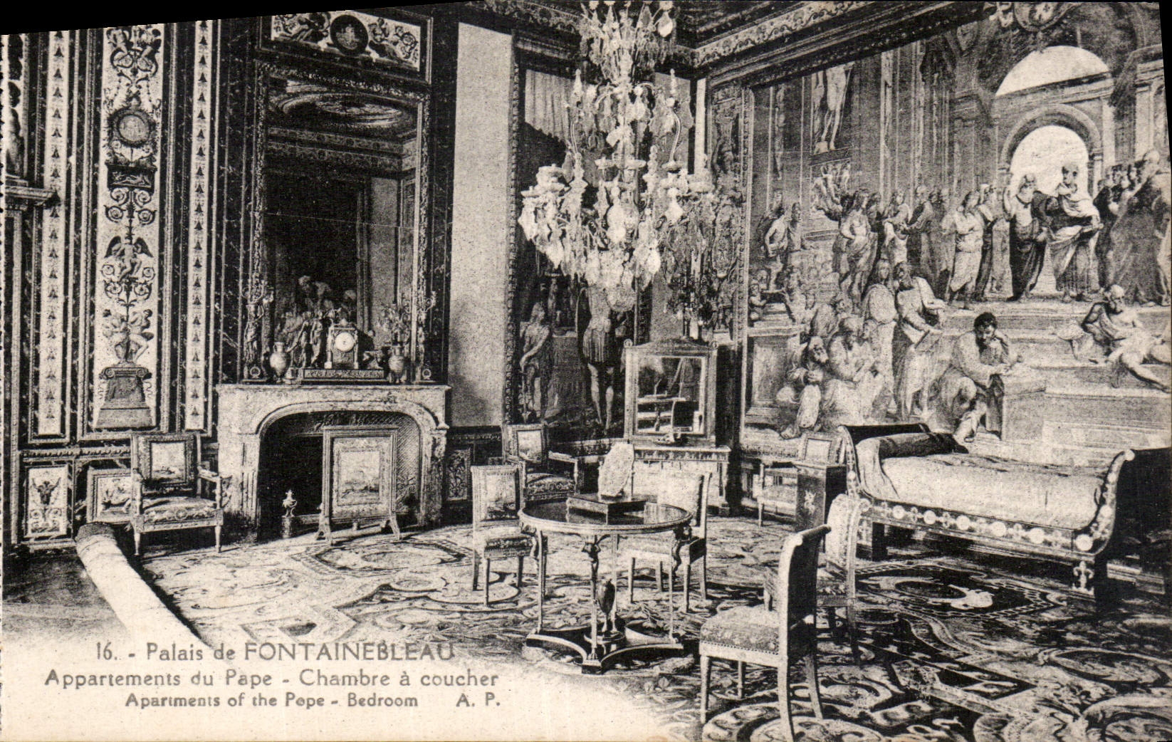 CPA Palais de Fontainebleau Appartements du Pape Chambre a coucher 