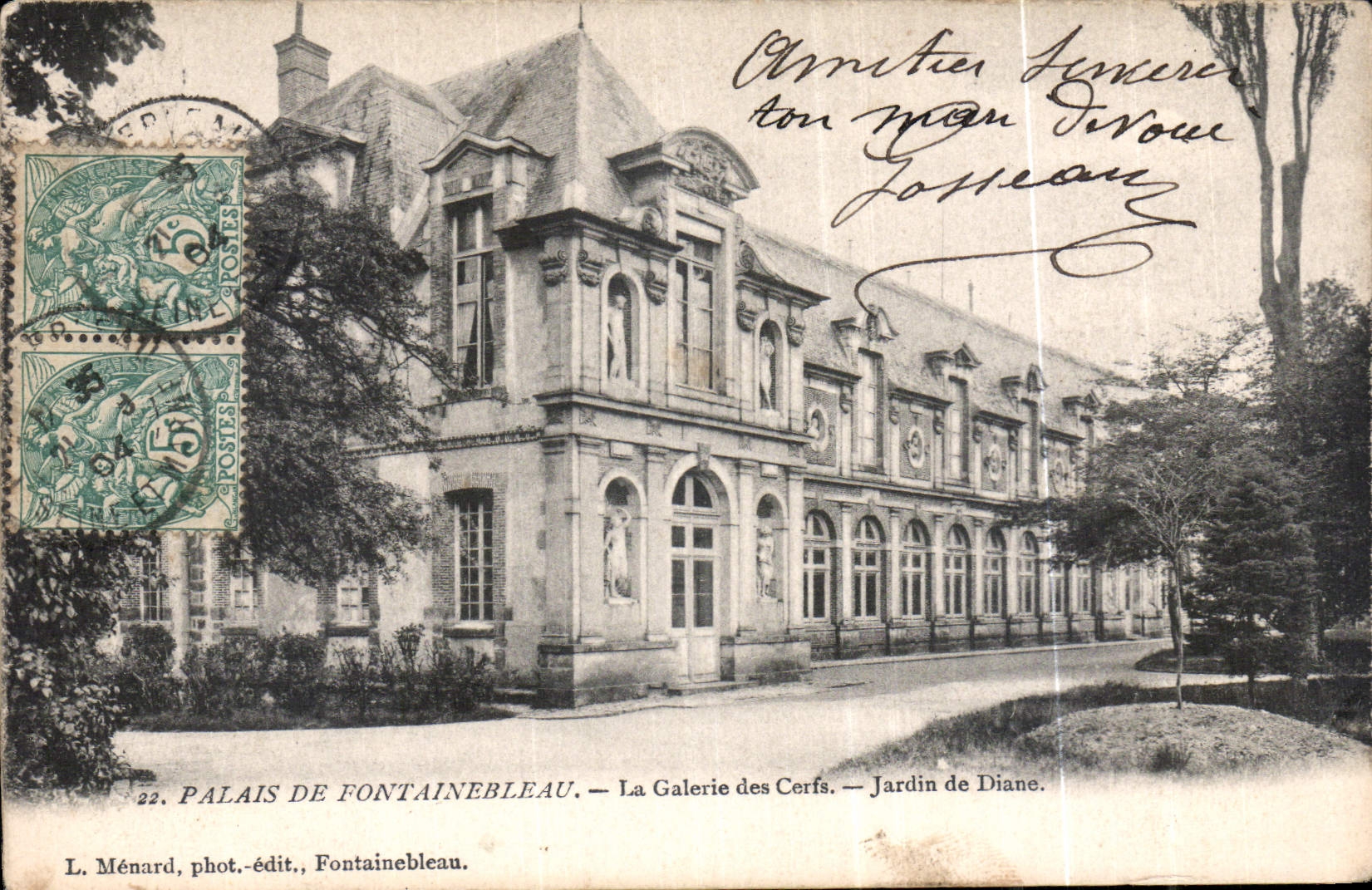 CPA Palais de Fontainebleau La Galerie des Cerfs Jardin de Diane 