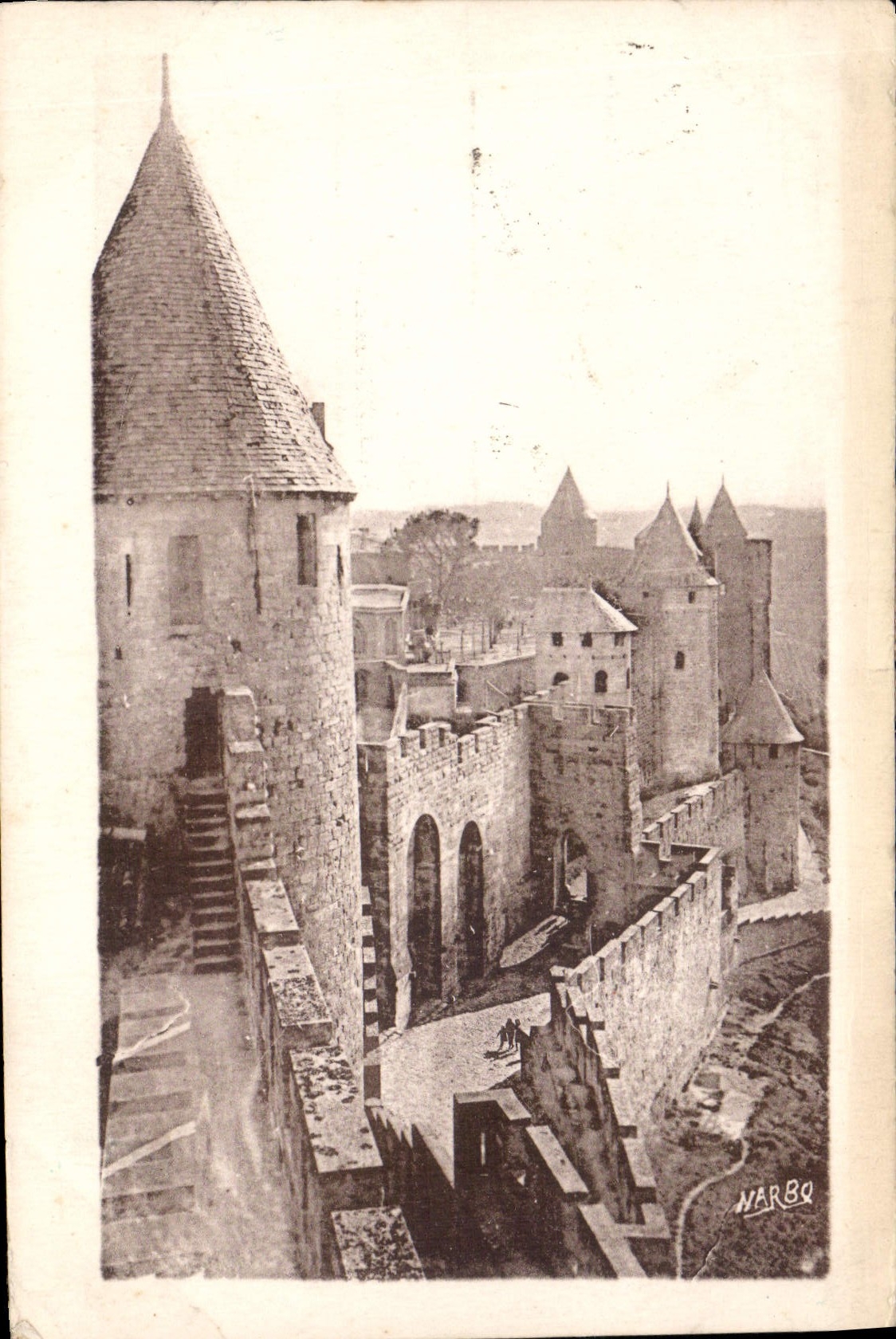 CPA Cite de Carcassonne Ensenble de la Porte Narbonnaise 