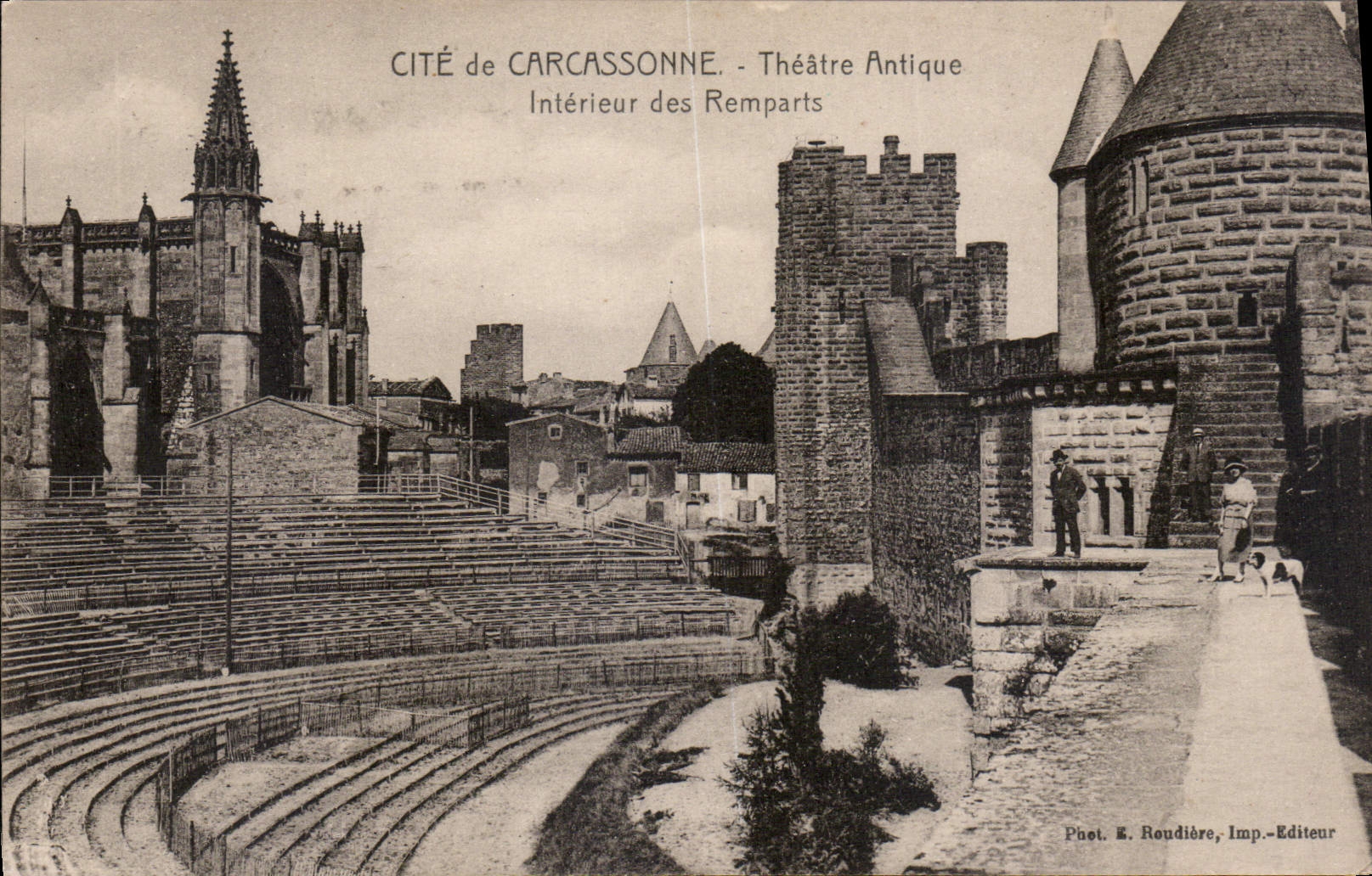 CPA Cite de Carcassonne Theatre Antique interieur des Remparts 