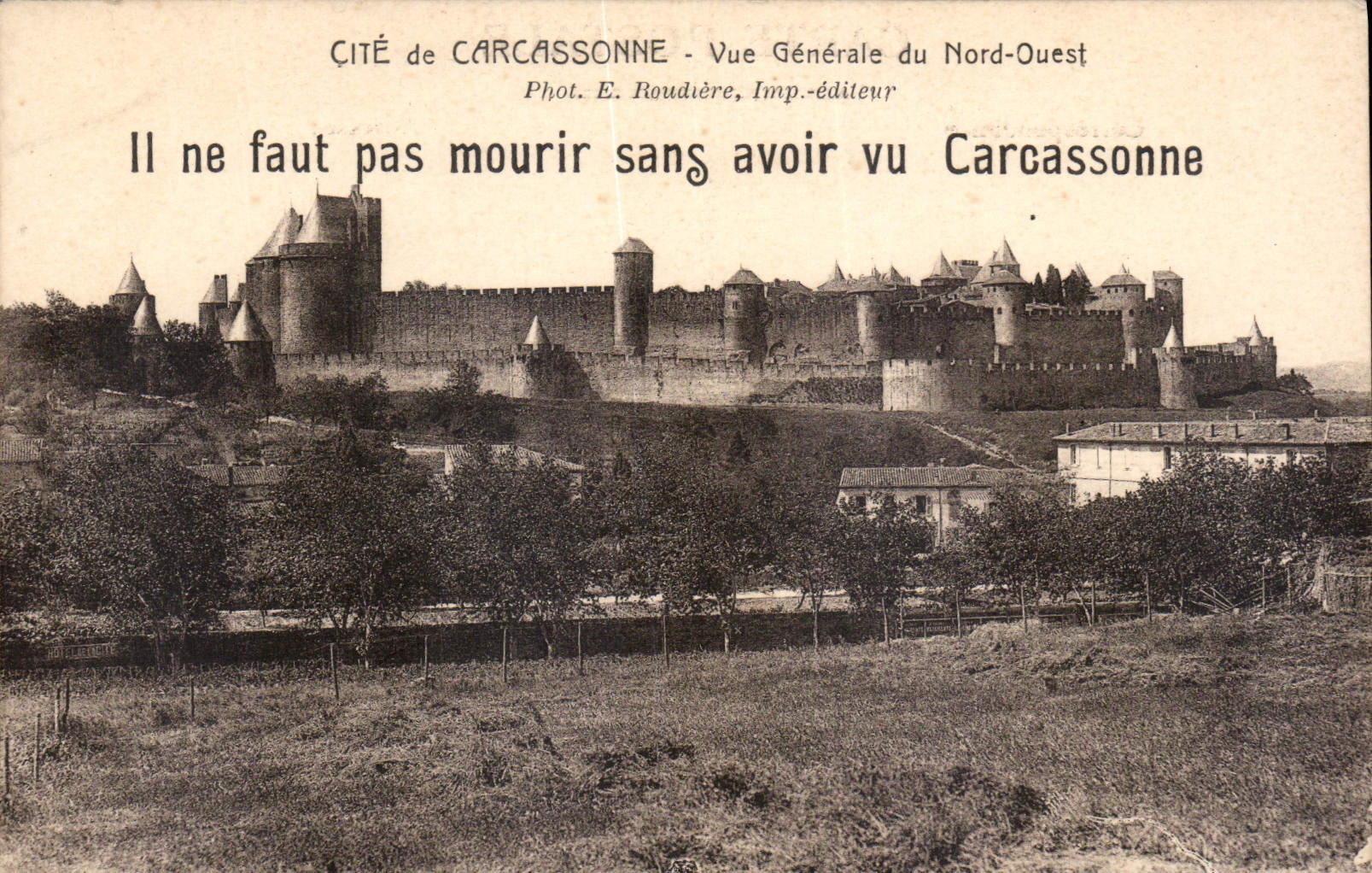 CPA Cite de Carcassonne vue generale du Nord Ouest Il ne faut pas mourir sans avoir vu Carcassonne