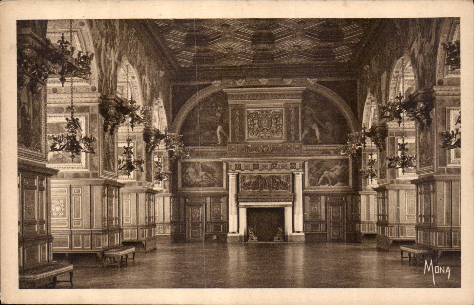 CPA Les Petits Tableaux de L'Ile de France Palais de Fontainebleau La Galerie Henri II ou Salle de B