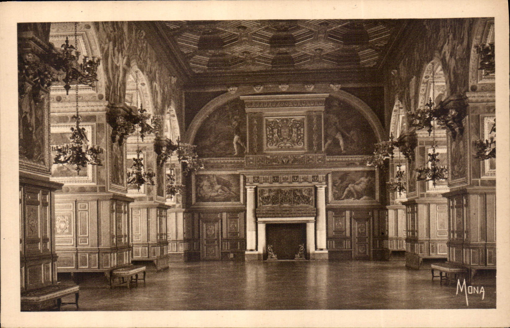 CPA Les Petits Tableaux de L'Ile de France Palais de Fontainebleau La Galerie Henri II ou Salle de B
