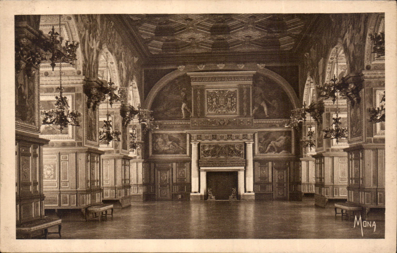 CPA Les Petits Tableaux de L'Ile de France Palais de Fontainebleau La Galerie Henri II ou Salle de B