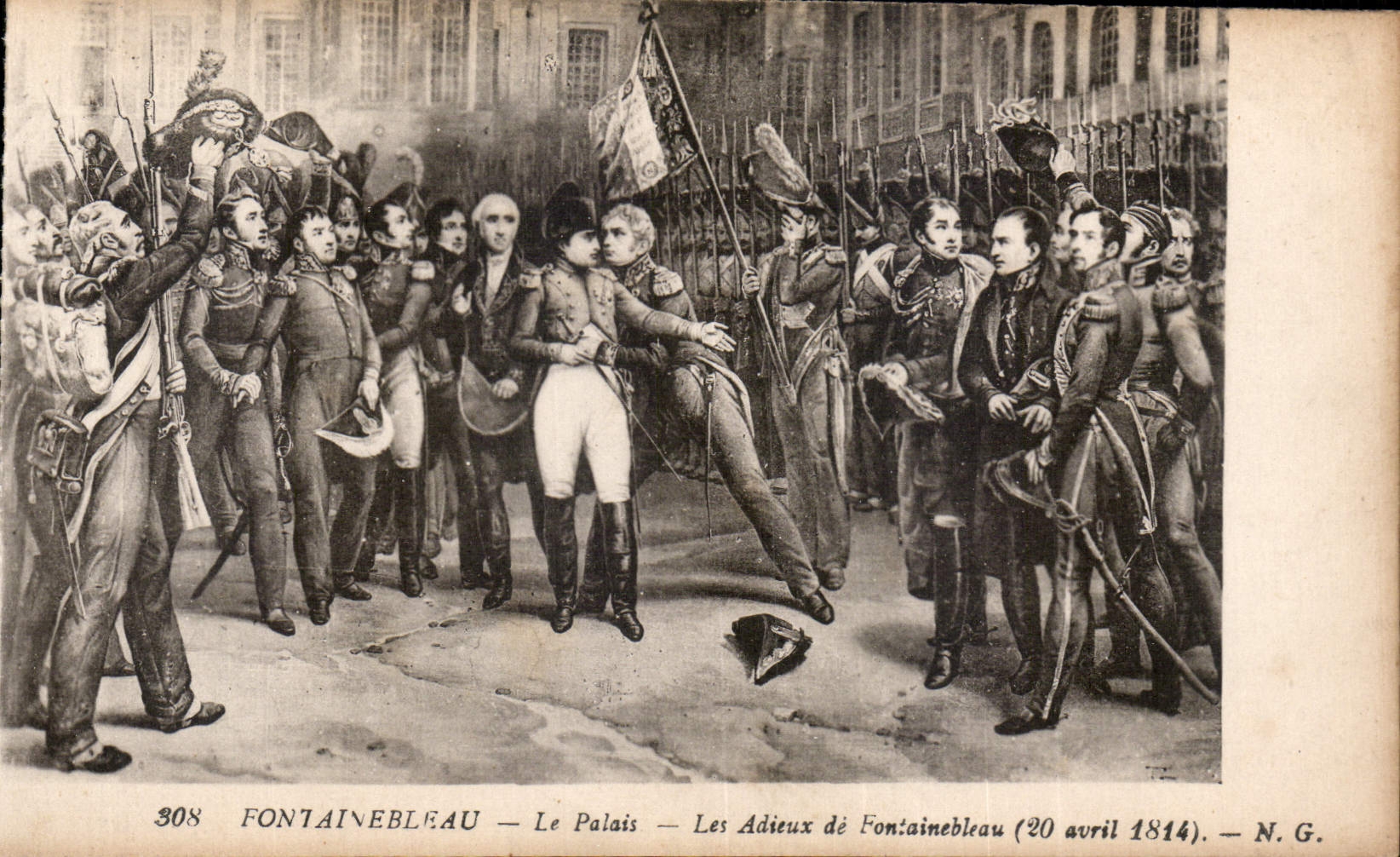 CPA Fontainebleau le palais les Adieux de Fontainebleau 20 avril 1814 