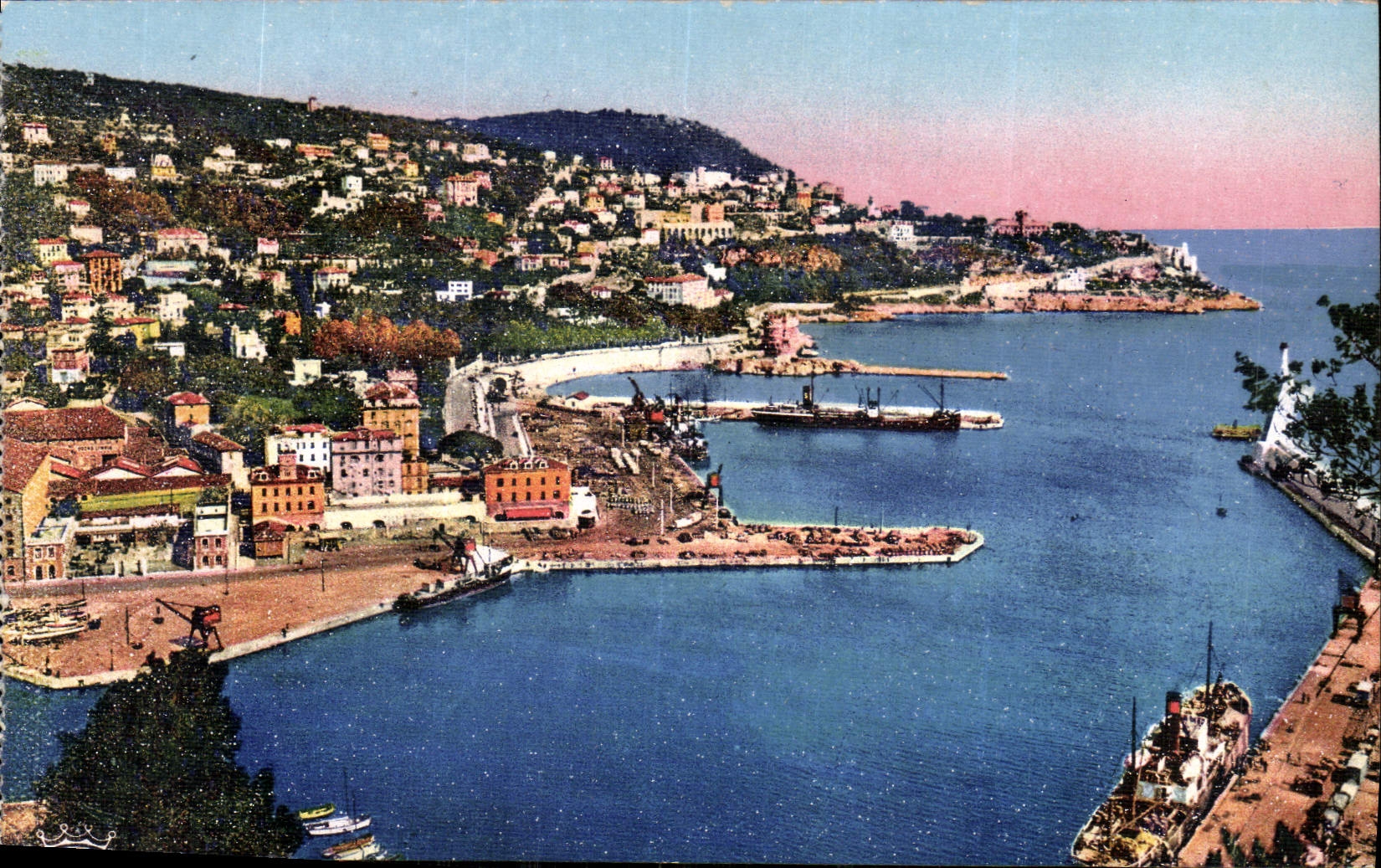CPA Nice A M Entree du Port et Mont Boron