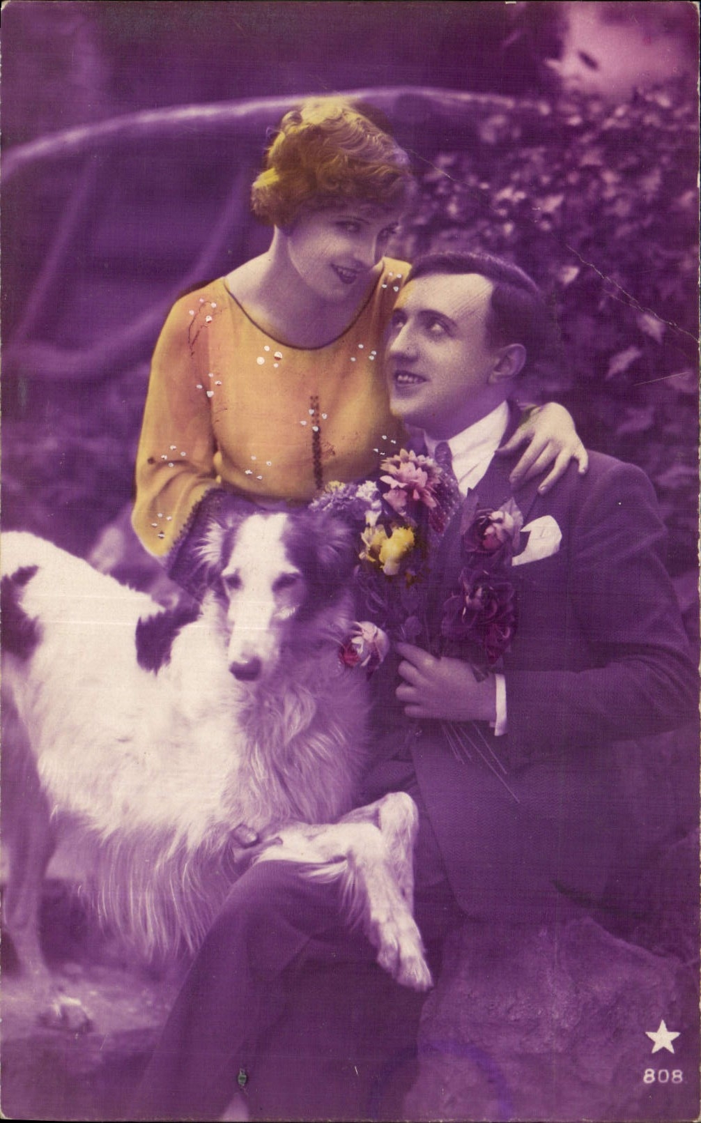 CPA Femme Chien Colley