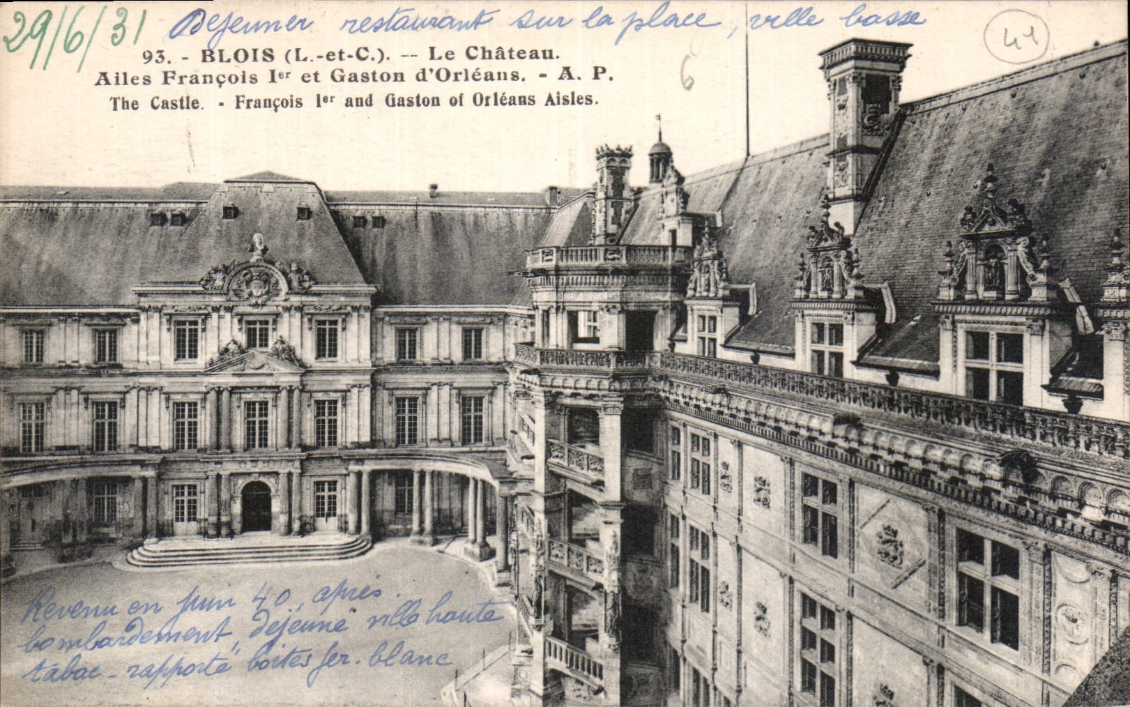 CPA Blois L et C le Chateau Ailes Francois Ier et Gaston d'Orleans