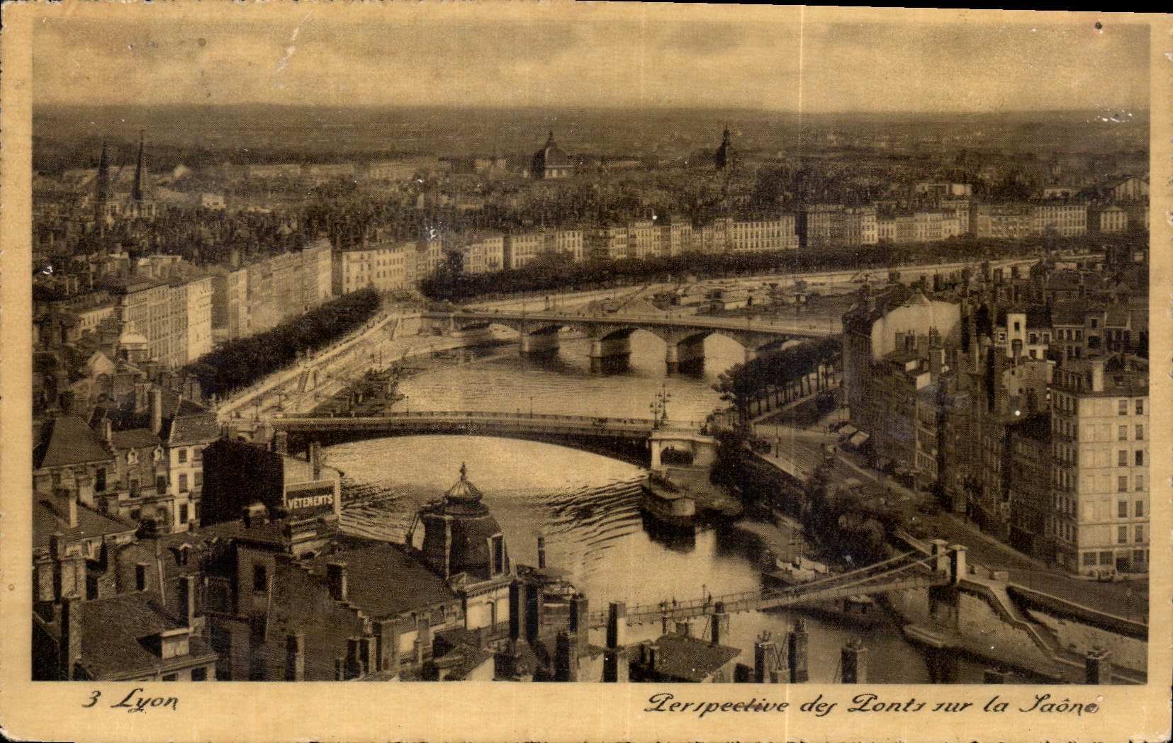 CPA Lyon Perspective des Ponts sur la Saone 