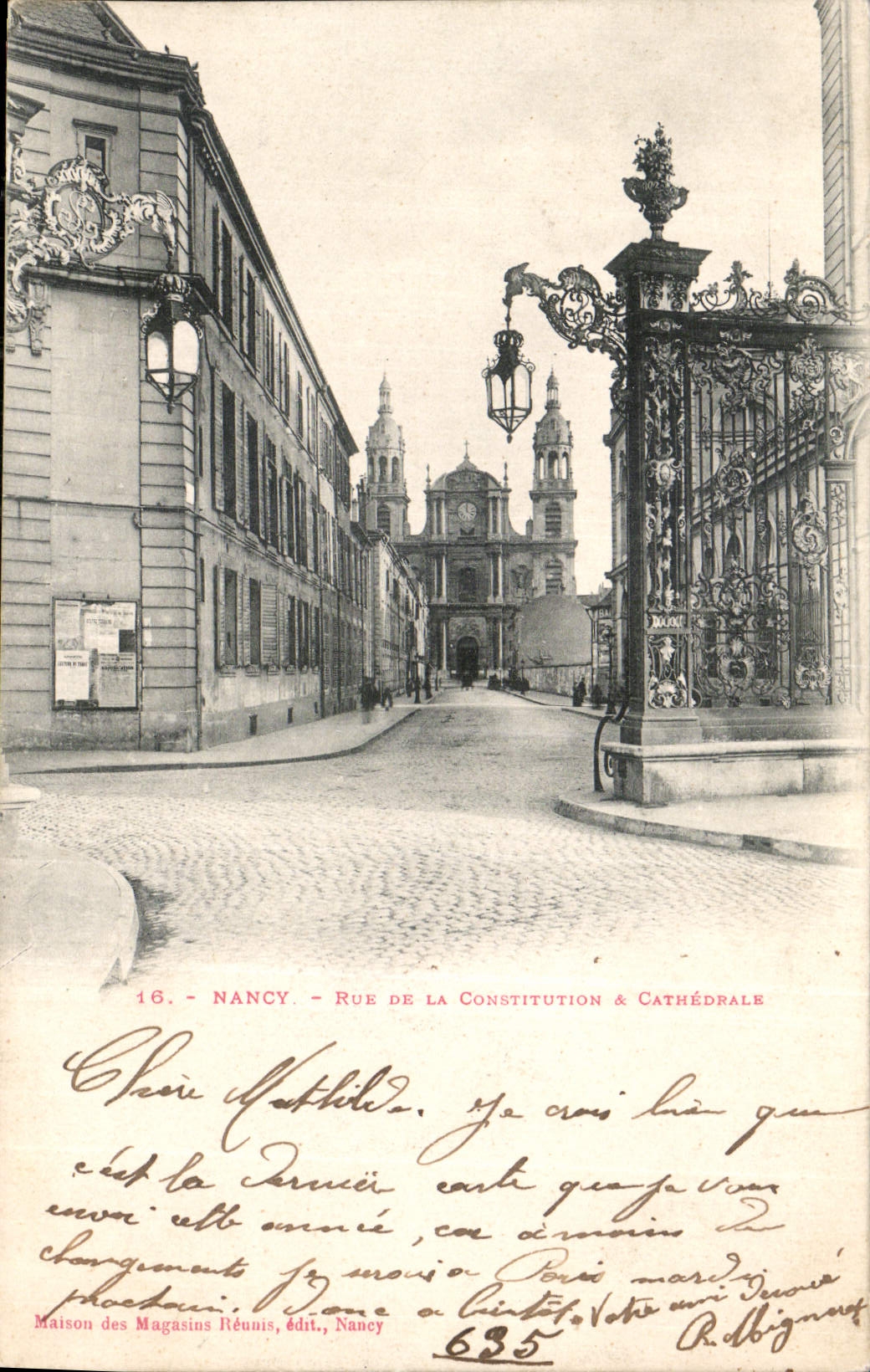 CPA Nancy rue de la Constitution et Cathedrale 