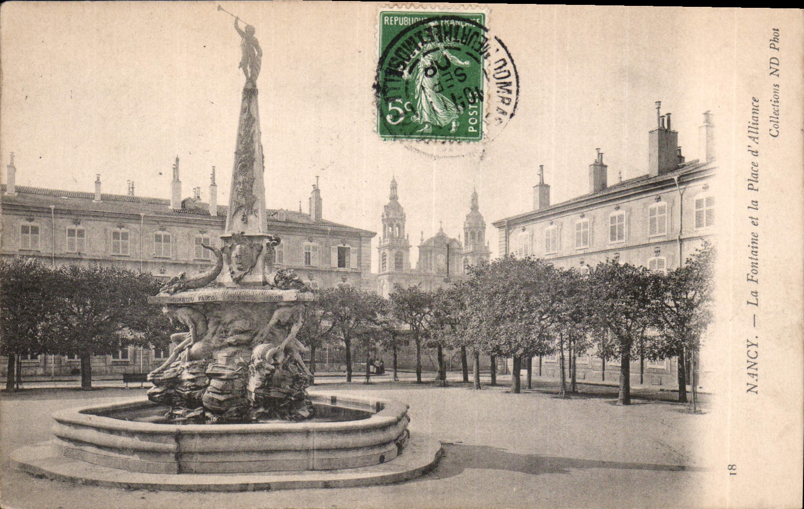 CPA Nancy la Fontaine et la Place d'Alliance 