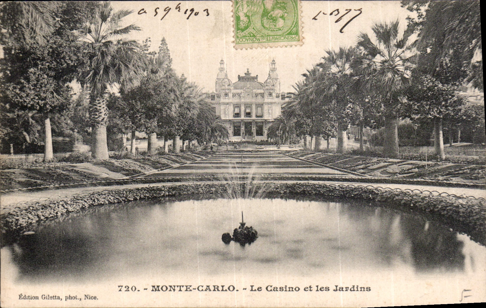 CPA Monte Carlo le Casino et les Jardins 