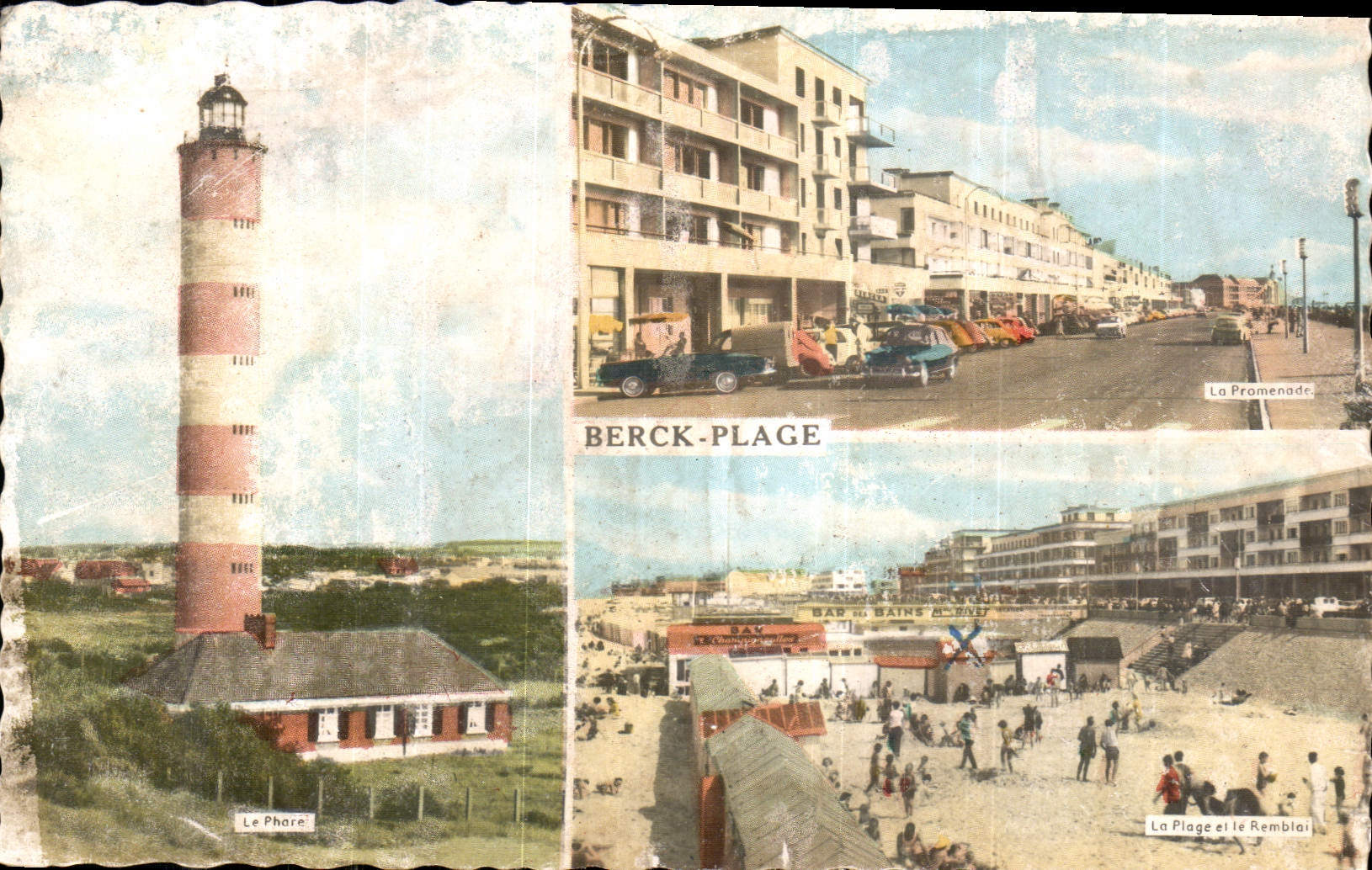 CPA Berck plage Le phare La promenade La plage et le remblai