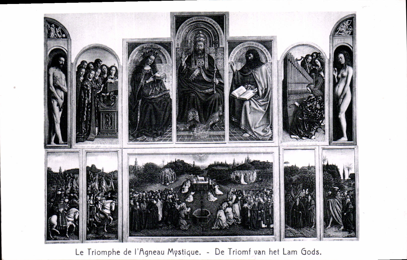 CPA Le Triomphe de l'Agneau Mystique Gand Cathedrale Saint Bavon l'Agneau Mystique par Hubert et Jea