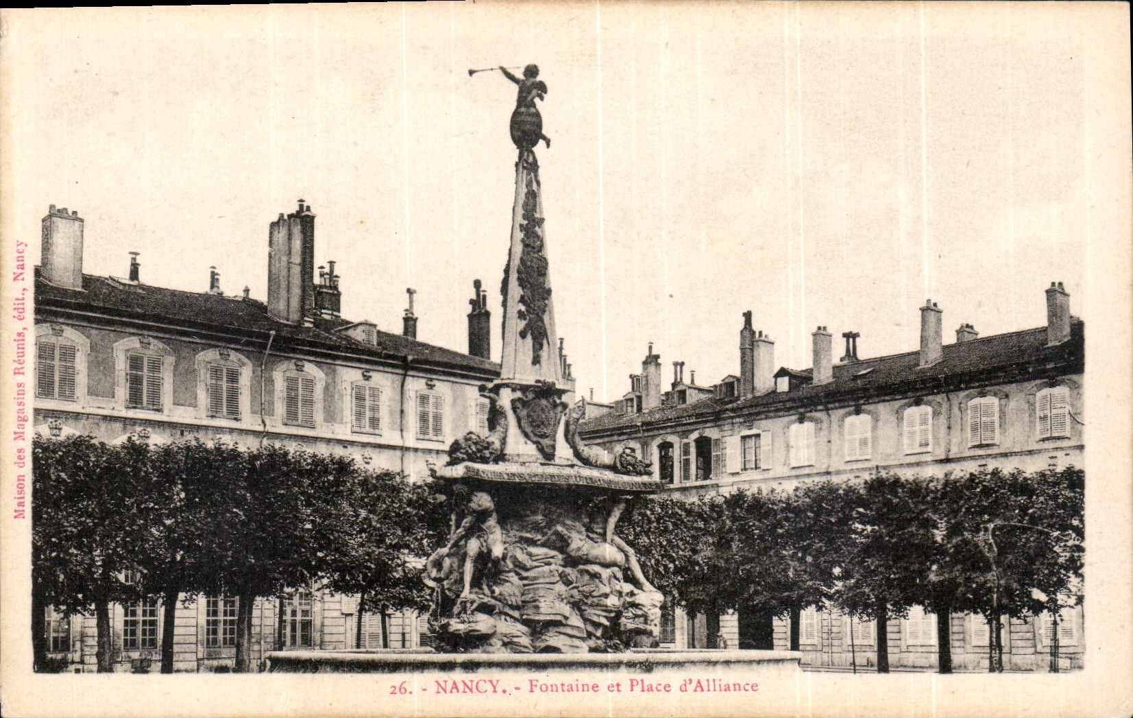 CPA Nancy fontaine et Place d'Alliance 