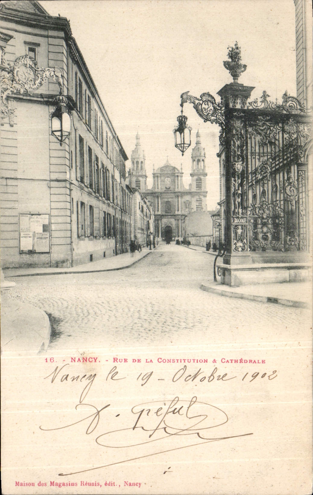CPA Nancy Rue de la Constitution et Cathedrale 