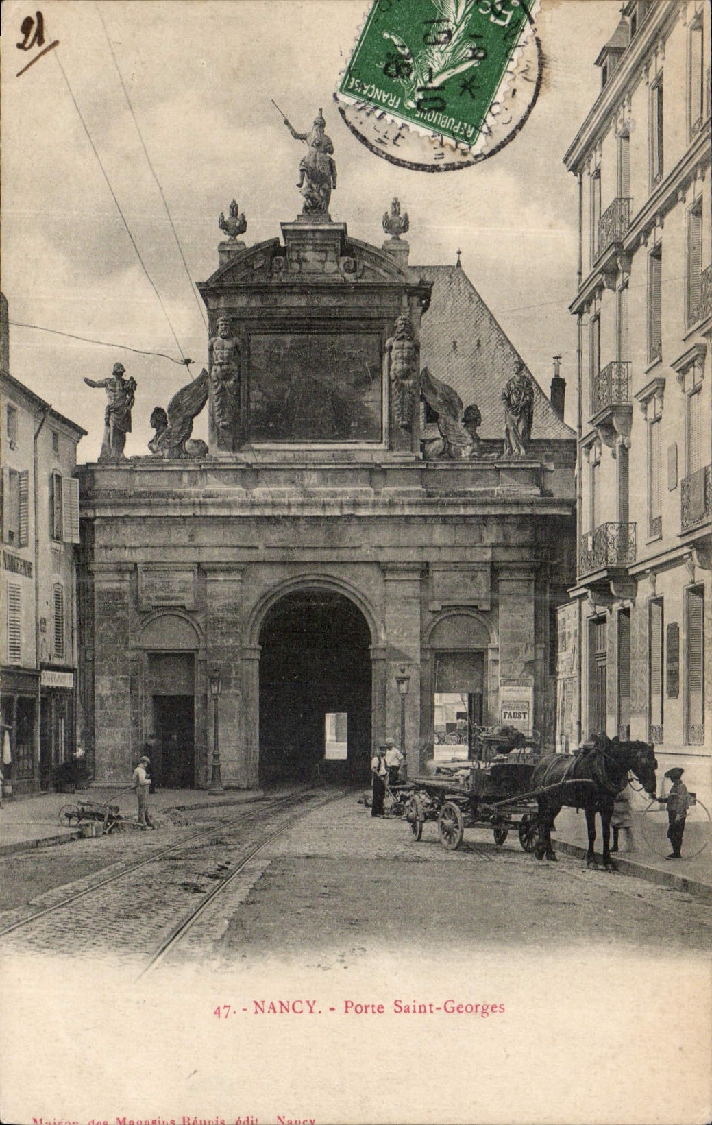 CPA Nancy Porte Saint Georges Attelage Cheval