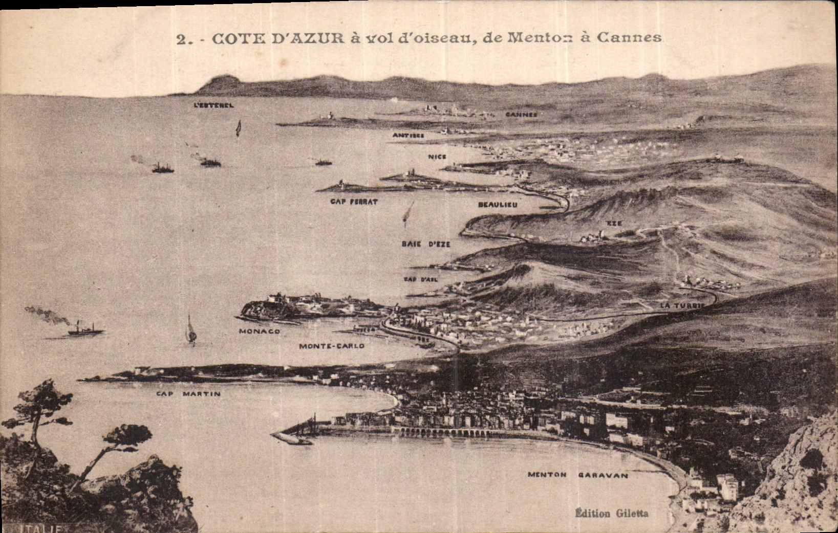 CPA Cote d'Azur a vol d'oiseau de Menton a Cannes