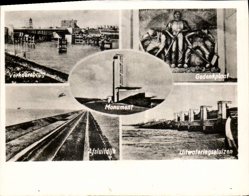 CPM Afsluitdijk Verkeerebrug Monument Gedenkplaat afsluitdijk Uitwateringssluizen