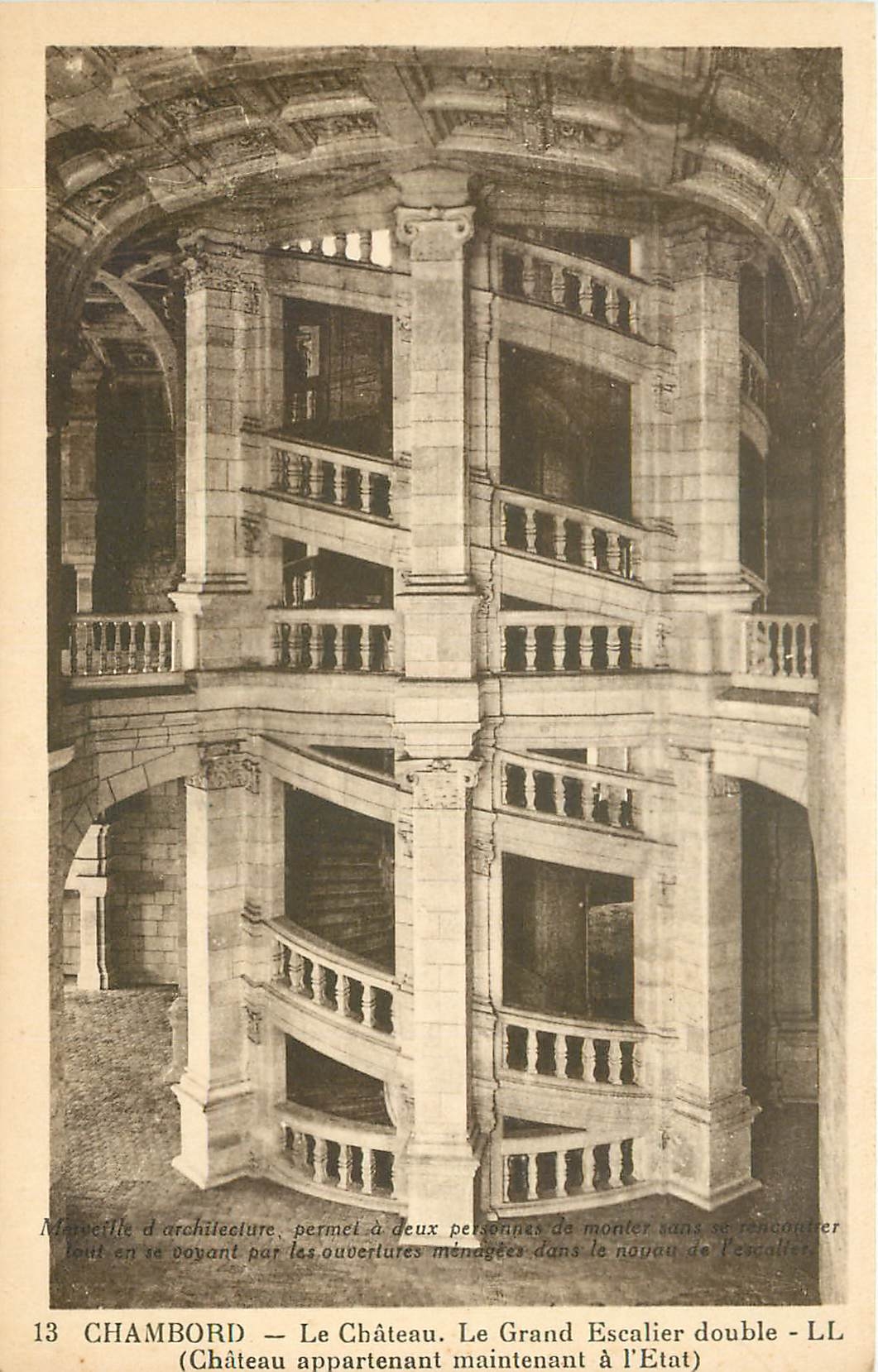 CPA Chambord Le Chateau Le Grand Escalier double 