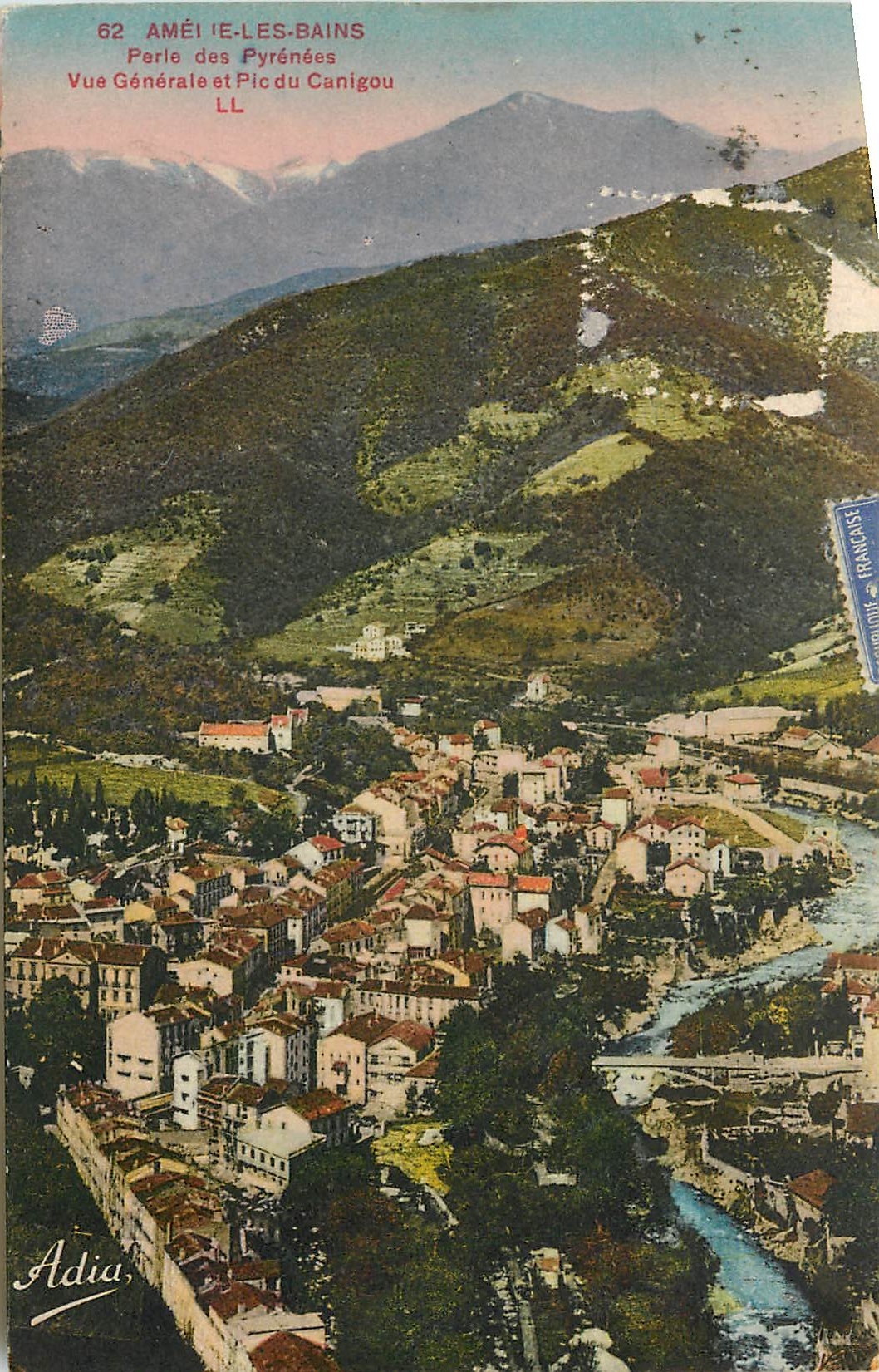 CPA Amelle les Bains Perle des Pyrenees Vue generale et Pic du Canigou